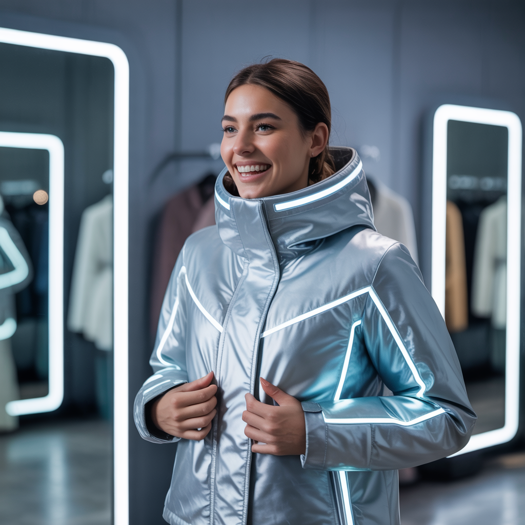 Personne essayant des vêtements chauffants